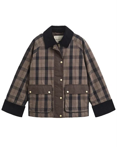 Gant - Checked Waxed Jakke - Faded Taupe